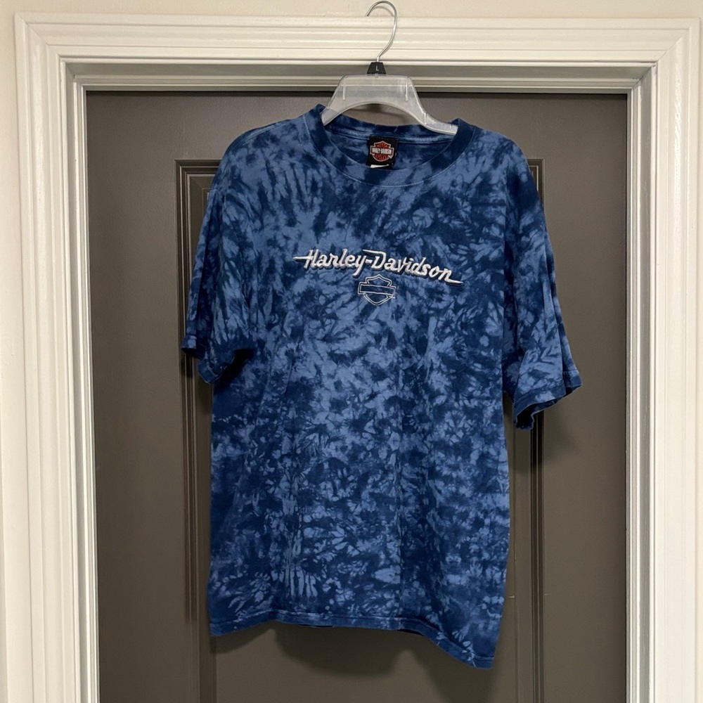 Harley Davidson tie dye blue tshirt